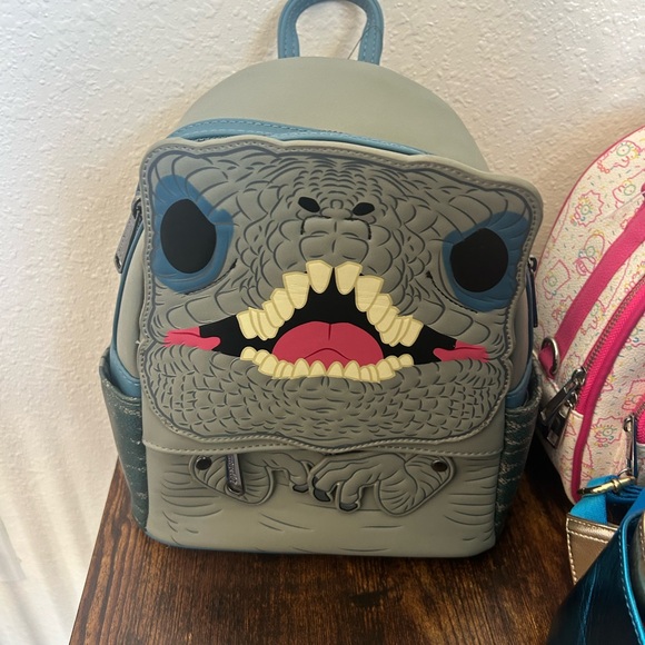 Loungefly Gray and Blue Dinosaur Kids Backpack Exclusive